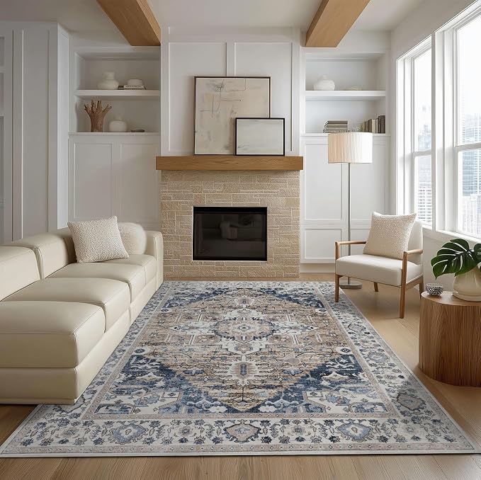 Washable Rugs 5x7 Area Rugs for Living Room, Thin Carpet for Bedroom, Soft Faux - Image 2