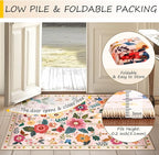 Floral 4ft Area Rug Machine Washable Soft Print Boho Carpet Non Slip Doormat - Image 4
