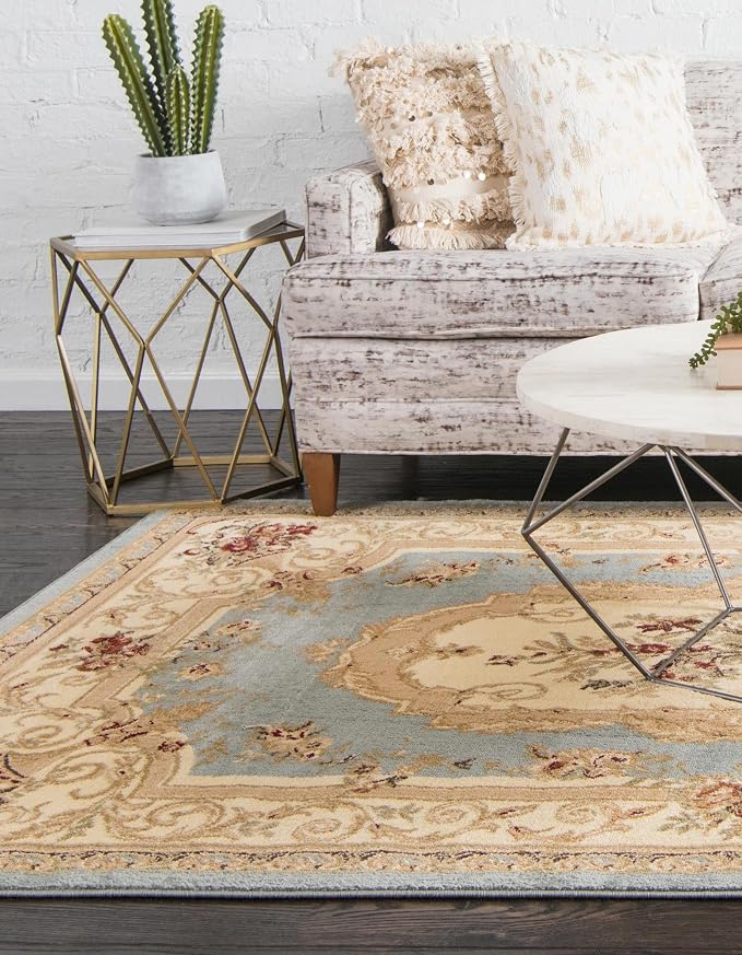 Rugs.com Chateau Collection Rug – 8' x 11' Light Blue Medium Rug Perfect - Image 9