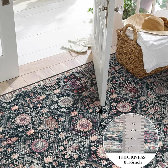 Lahome Moroccan Trellis Washable Round Area Rug, Soft Round Rugs 6ft Ultra-Thin - Image 3