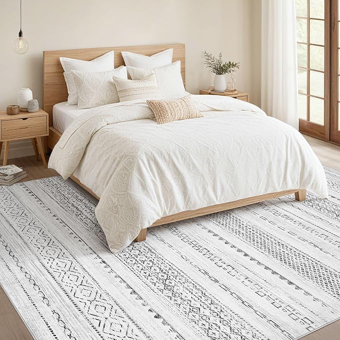 Nakagishi Area Rugs 8x10 Living Room: Washable Boho Large Neutral Soft - Image 5