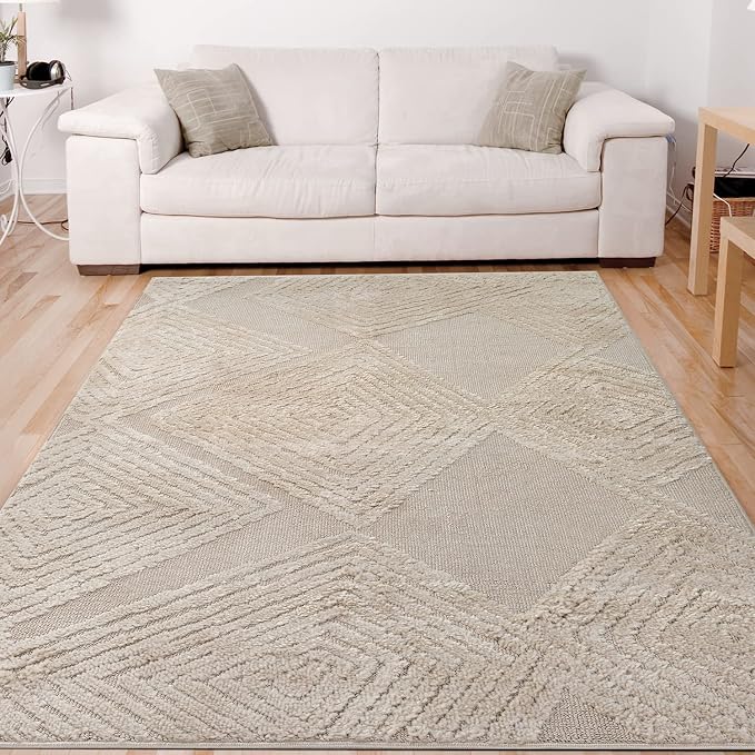Antep Rugs Palafito 5x7 Geometric Shag Diamond High-Low Pile Textured Indoor by AntepRugs