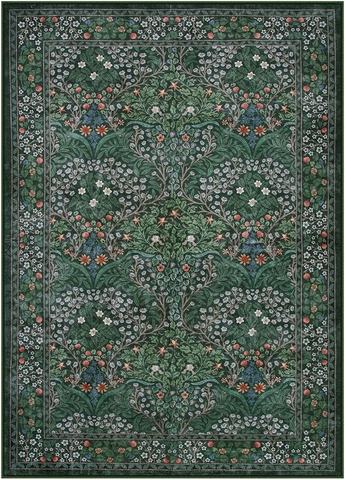 Lahome Floral Washable 6x9 Area Rugs, Soft Green Bedroom Rug - Image 7