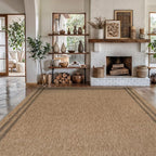 Easy Jute Rugs 9x12 Bordered Natural Color Living Room Indoor Outdoor Area Rug - Image 6