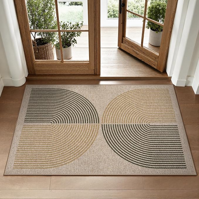Lahome Rainbow Easy Jute Rug, 2x3 Entryway Rug Indoor Outdoor Front Door Mat by Lahome