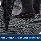 Kitinjoy Front Door Mat Outside Entrance, Sturdy Natural Dirt Trapper, Heavy - Image 3