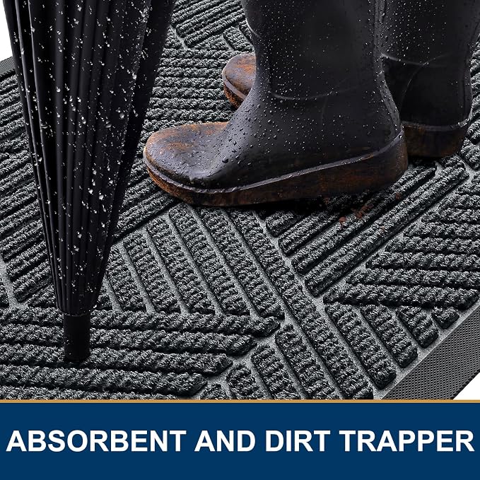 Kitinjoy Front Door Mat Outside Entrance, Sturdy Natural Dirt Trapper, Heavy - Image 3
