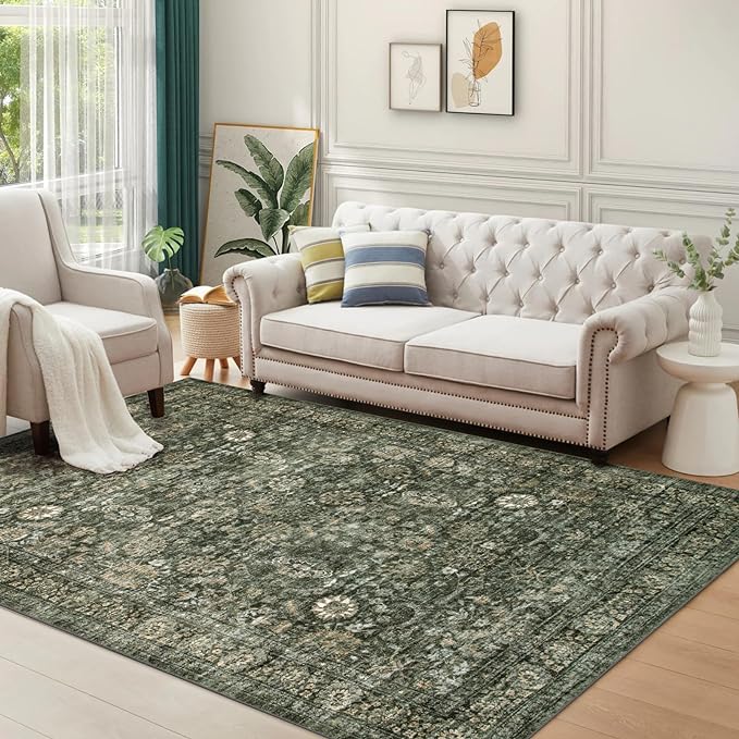 Morebes Vintage Large Rugs for Living Room, Washable 8x10 Area Rugs Non Slip by Morebes