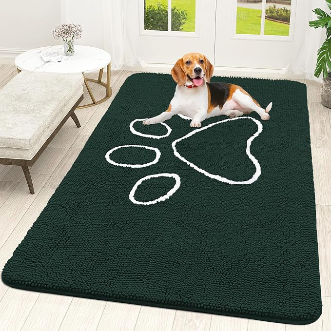 OLANLY Dog Door Mat for Muddy Paws 70x46, Paw Print Design, Absorbs Moisture by OLANLY