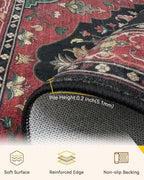 Area Rugs 6'x9' Washable Non-Slip, Floral Vintage Distress Print Pattern - Image 3