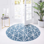 Rugs.com Lattice Trellis Collection Rug – 8 Ft Round Blue Low-Pile Rug Perfect by Rugscom