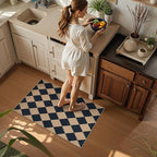 Lahome Checkered Easy Jute Kitchen Rug, 2x3 Front Door Mat Non Slip Washable - Image 2