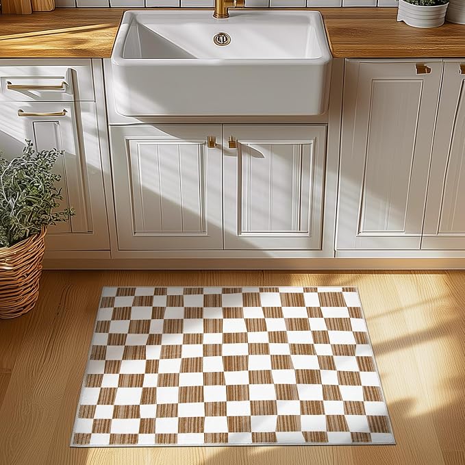 jinchan 2x3 Kids Area Rug Washable Indoor Entryway Doormat Modern Checkered - Image 5