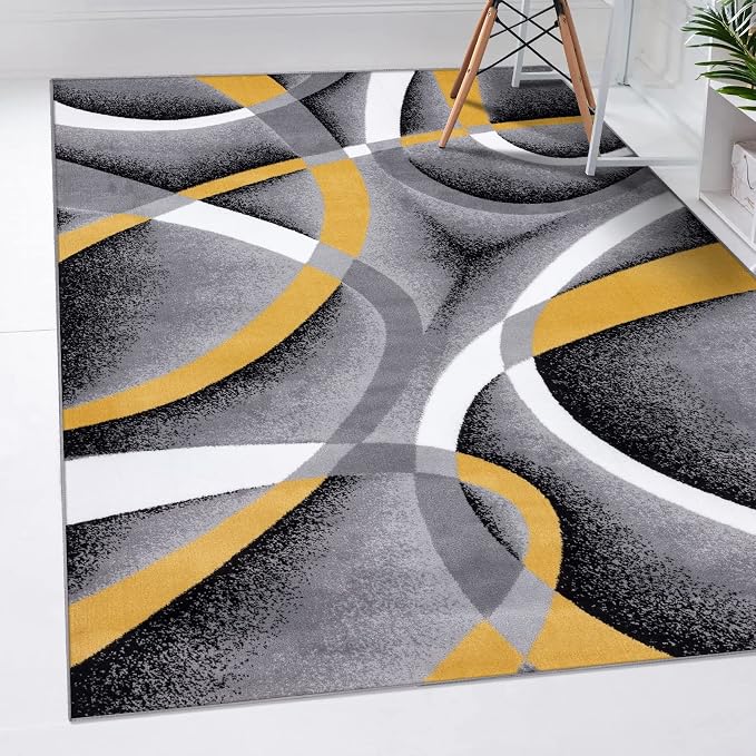 2305 Geometric Abstract Yellow 6x9 Area Rugs by LuxeWeavers