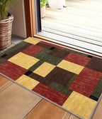 YIHOUSE Red and Green Entryway Rug 2x3, Checkered Area Rug, Vintage Welcome Mats by YIHOUSE