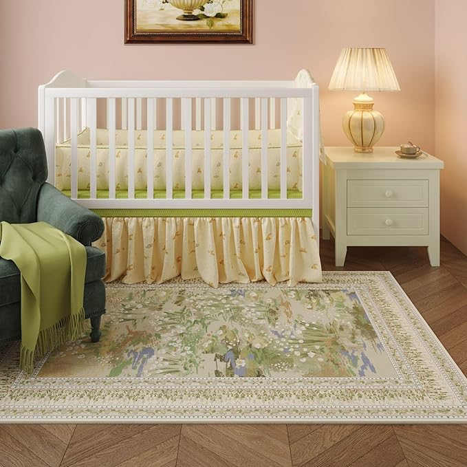 Rugcomf 4x6 Rug for Bedroom Impressionist-Style Vintage Washable Rugs Non Slip - Image 4
