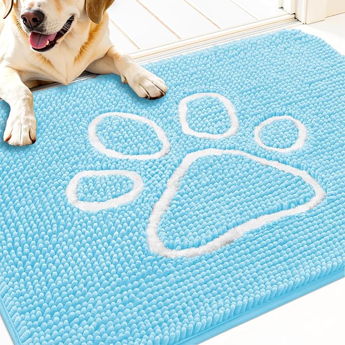 OLANLY Dog Door Mat for Muddy Paws 30x20, Paw Print Design, Absorbs Moisture by OLANLY