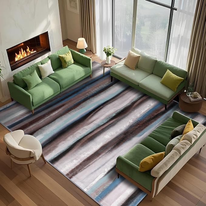4x6 Abstract Rug for Entryway, Modern Stripe Washable Indoor Entry Way Area Rugs - Image 2