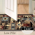 Rustic Cabin Wildlife Area Rug 5x7 Living Room Rug, Buffalo Plaid Bear Moose - Image 4