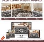 Luxury 8' x 10' Black Washable Area Rugs, Boho Low Pile Easy Clean Non-Slip Rug - Image 8