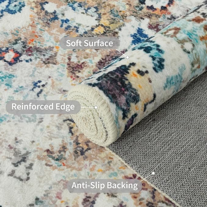 Easy-Going Area Rug 5x7 Washable Boho Rugs - Image 3