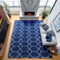 ONASAR Large 8x10 Area Rugs for Living Room, Fluffy Geometric Navy and White by ONASAR