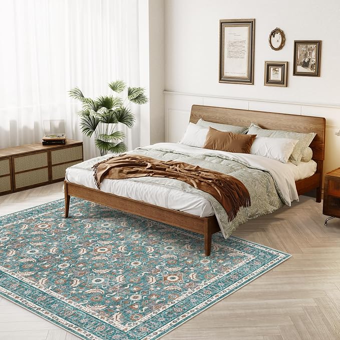 WITSHOCK Living Room Area Rugs 5x7: Soft Non-Slip Backing Washable Rugs Vintage - Image 4