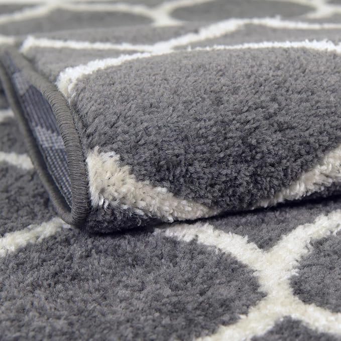 Rugs.com Lattice Frieze Collection Rug – 5' Octagon Dark Gray Medium Rug Perfect - Image 5