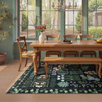 Floral Boho 5x7 Area Rugs for Living Room, Botanical Black Washable Bedroom Rug - Image 8