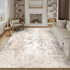 9x12 Area Rug Beige Grey Abstract Living Room Bedroom Washable Carpet Neutral - Image 5