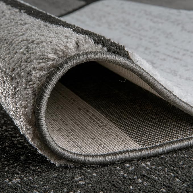 Rugshop Contemporary Modern Boxes Grey Area Rug Runner 2' x 7' 2" - Image 4