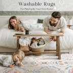 Phantoscope Washable Area Rug 8'x10' Non-Slip, Vintage Floral Boho Rugs - Image 9