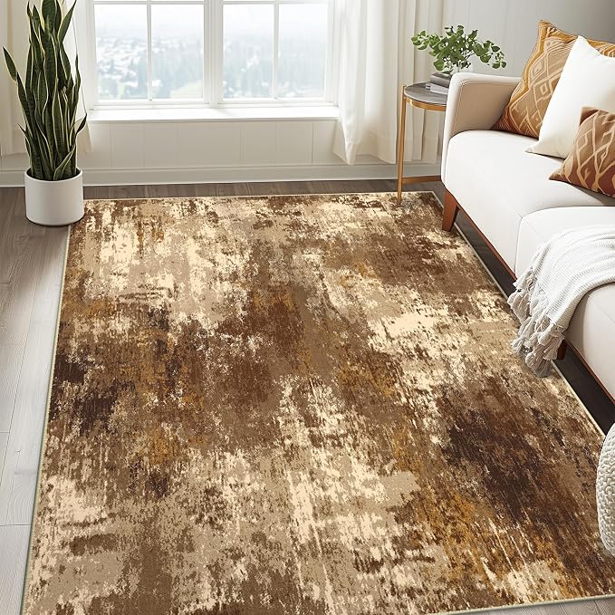 Washable Area Rugs 9'x12' Non-Slip Modern Abstract Soft - Image 2