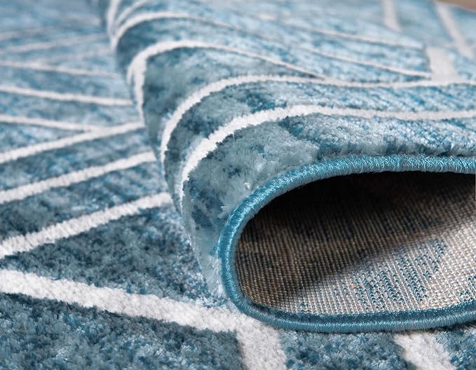 Rugs.com Lattice Trellis Collection Rug – 8' x 10' Blue Low-Pile Rug Perfect - Image 8
