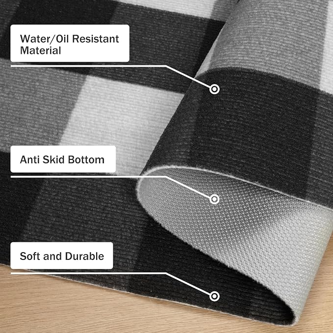 GENIMO Checkered Rug 3x5 Ft Black and White Outdoor Rug Buffalo Plaid Rugs Mat - Image 7