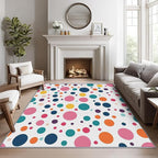 Polka Dots Rugs for Kids Room -Polka Dot Rug, 6x8 ft, Colorful Dots Washable by Phtbz
