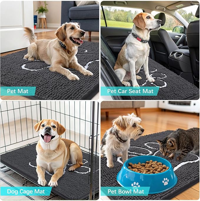 OLANLY Dog Door Mat for Muddy Paws 59x35, Paw Print Design, Absorbs Moisture - Image 7