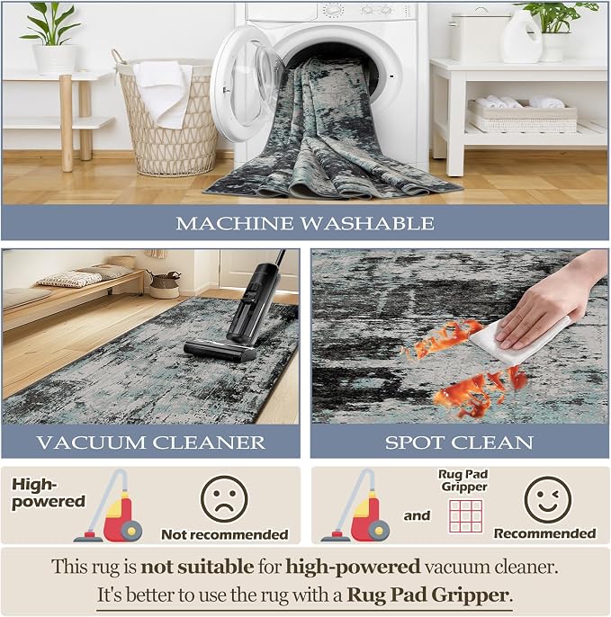Washable Area Rugs 6'x9' Non-Slip Modern Abstract Soft - Image 6
