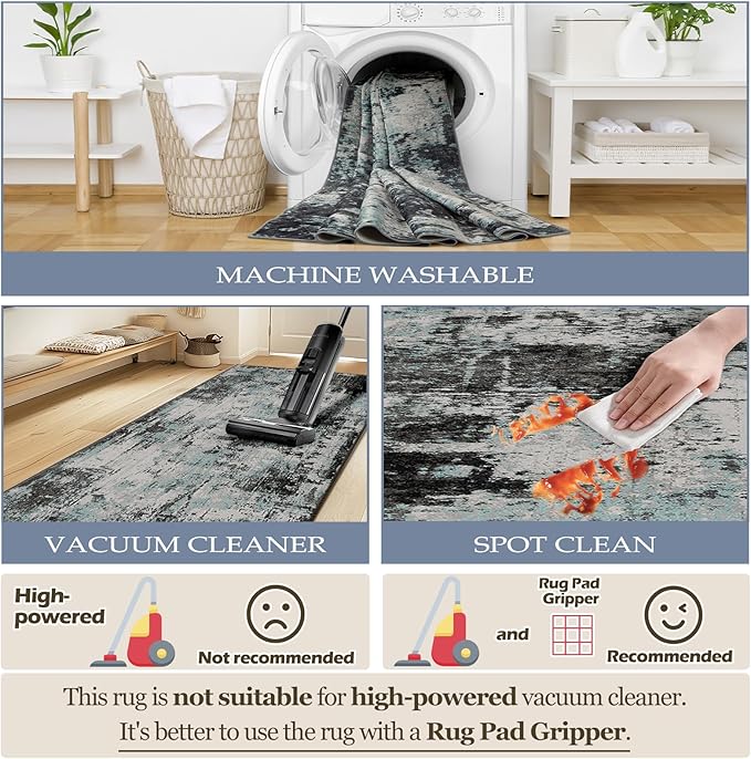 Washable Area Rugs 2'x3' Non-Slip Modern Abstract Soft - Image 6