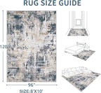 Area Rugs 8x10 Living Room: Washable Rug Modern Abstract Large Rugs Soft Non - Image 2