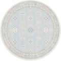 RUGGABLE Washable Vintage Area Rug – Verena Soft Blue 8 ft Round, by RUGGABLE