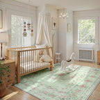 Wonnitar Green Area Rug for Living Room, Floral Bow 8x10 Washable Rug, - Image 8
