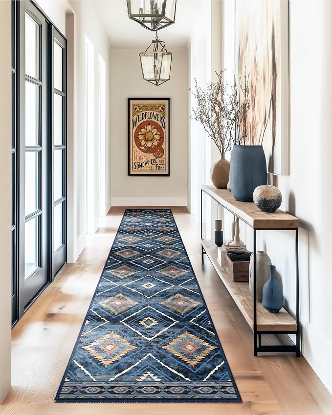 Area Rug 2x6 Rug Machine Washable Non-Slip Low Pile Print Pattern Western Rug - Image 7