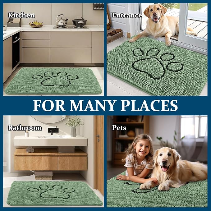 OLANLY Dog Door Mat for Muddy Paws 40x32, Paw Print Design, Absorbs Moisture - Image 8