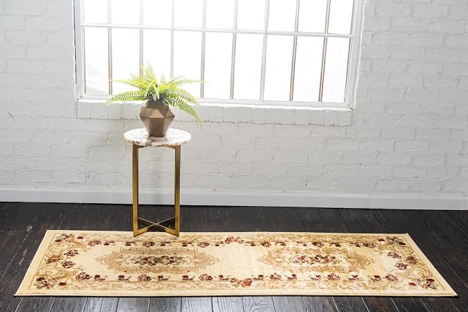 Rugs.com Chateau Collection Rug - 13 Ft Runner Cream Medium Pile Rug - Image 4