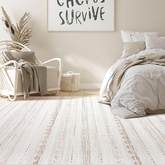 Nakagishi 10x12 Area Rug Living Room: Washable Boho Large Neutral Modern Soft - Image 6