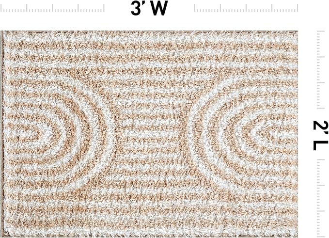 Rugshop Abstract Arch Shag Area Rug Beige 2' x 3' Ideal - Image 2