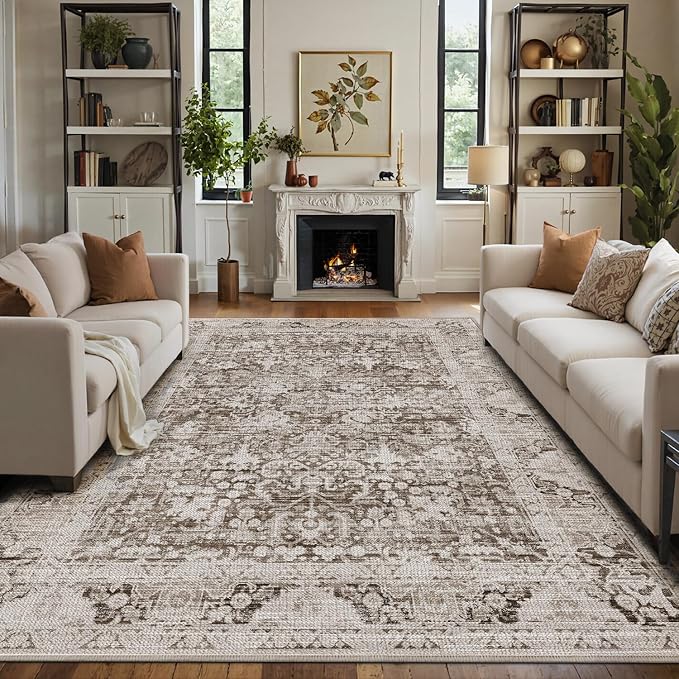 LUMI 8x10 Washable Area Rug for Living Room, Ultra Soft Traditional Vintage by LUMI