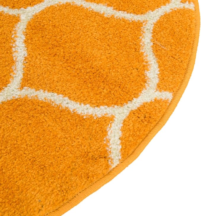 Rugs.com Lattice Frieze Collection Rug – 5' Round Orange Medium Rug Perfect - Image 7