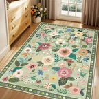 Floral 3x5 Area Rug Machine Washable Soft Print Boho Carpet Non Slip Doormat - Image 8